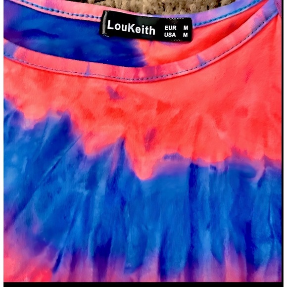 LouKeith Tie Dye Halter Hi Lo Tank Top Multicolor Summer Casual Size Medium - Picture 4 of 5